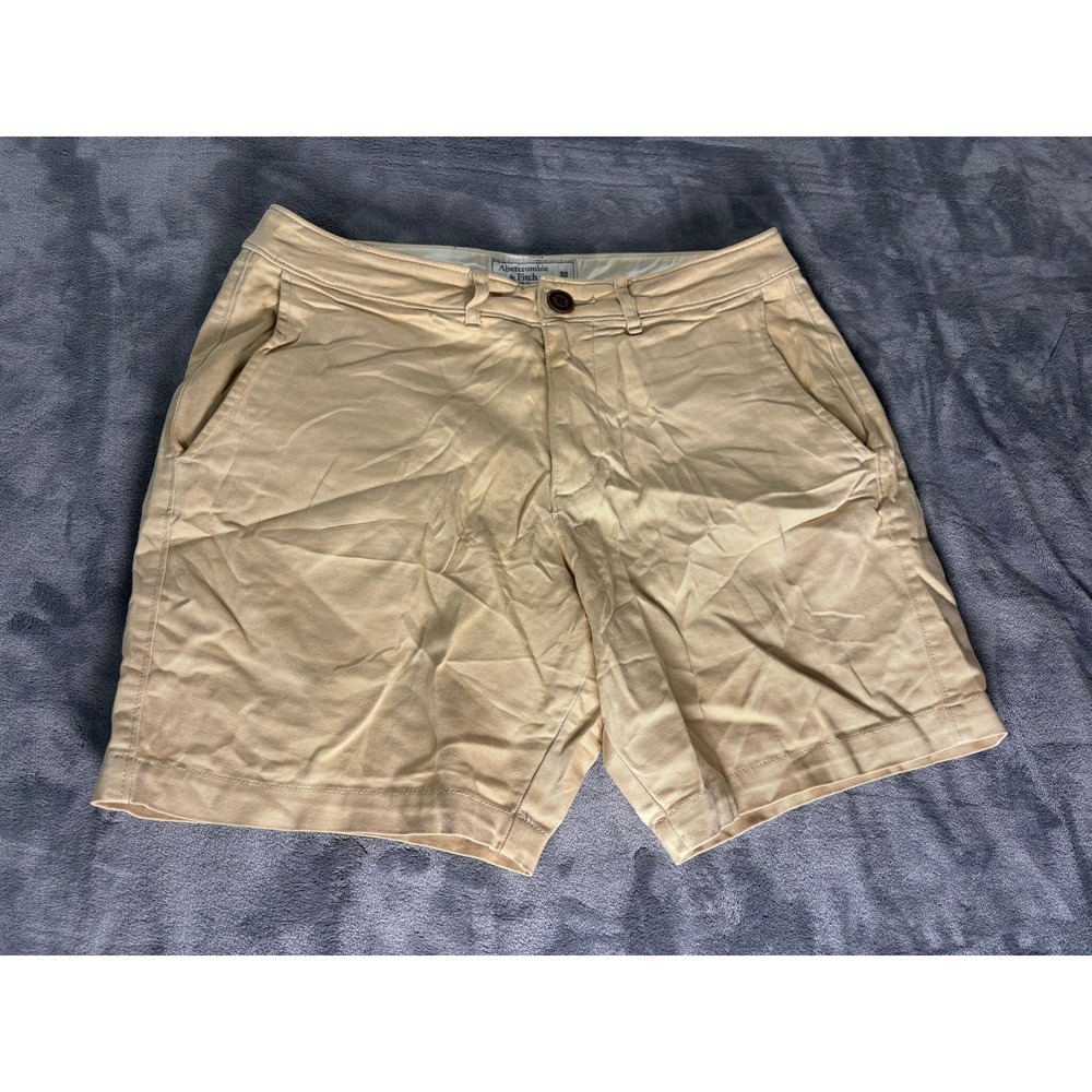 Abercrombie & Fitch Mens Chino Shorts 30 Tan Stretch Cotton Blend